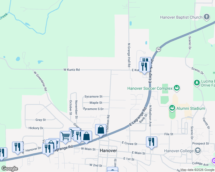 map of restaurants, bars, coffee shops, grocery stores, and more near 370 Thornton Road in Hanover