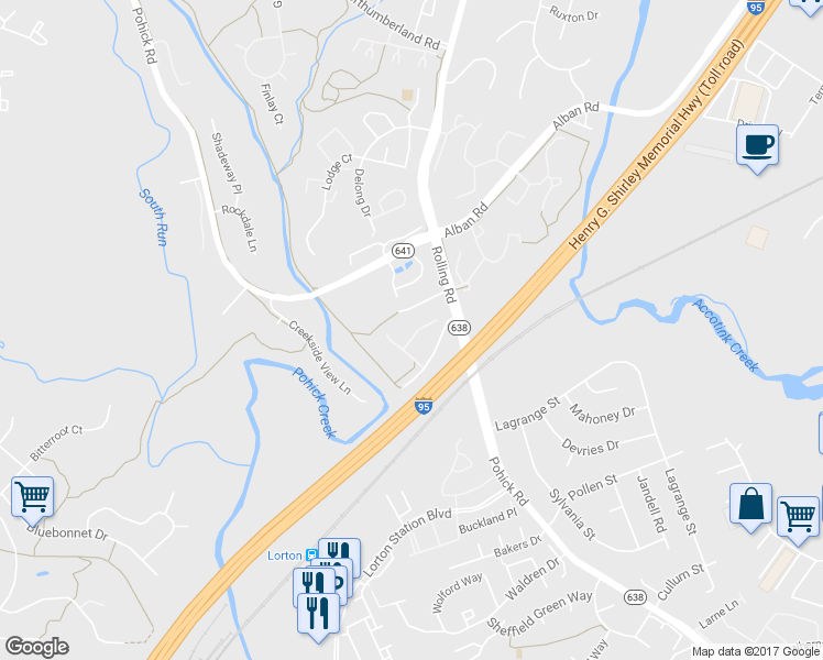 map of restaurants, bars, coffee shops, grocery stores, and more near 7720 Hickory Glen Way in Springfield