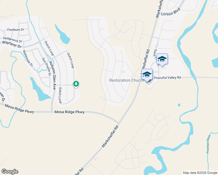 map of restaurants, bars, coffee shops, grocery stores, and more near 7488 Peachleaf Drive in Colorado Springs
