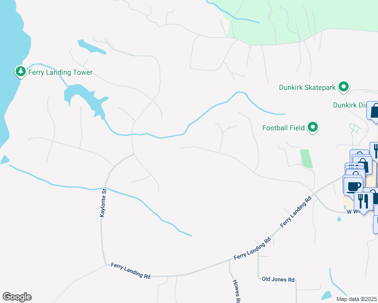 map of restaurants, bars, coffee shops, grocery stores, and more near 3516 Smithville Drive in Dunkirk