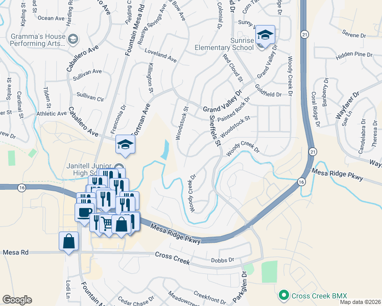 map of restaurants, bars, coffee shops, grocery stores, and more near 7520 Cabin Ridge Drive in Colorado Springs