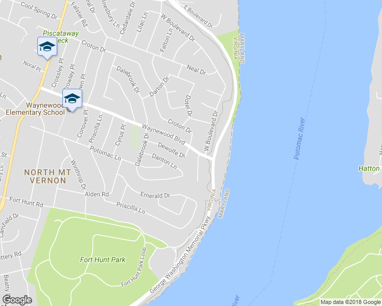 map of restaurants, bars, coffee shops, grocery stores, and more near 825 Waynewood Boulevard in Alexandria