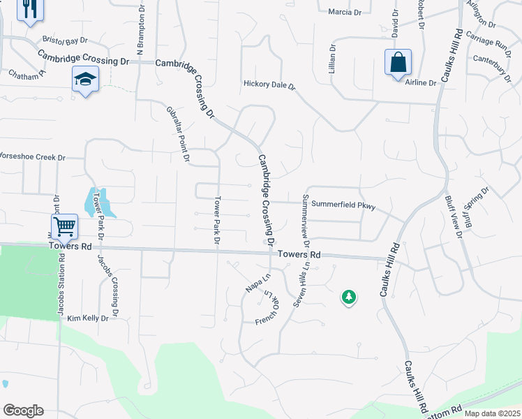 map of restaurants, bars, coffee shops, grocery stores, and more near 957 Guildford Court in Saint Charles