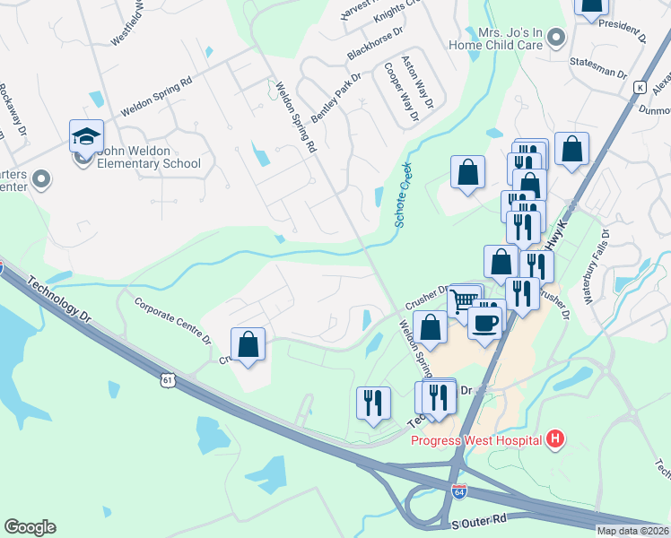 map of restaurants, bars, coffee shops, grocery stores, and more near 169 Valleybrook Drive in O'Fallon