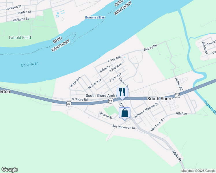 map of restaurants, bars, coffee shops, grocery stores, and more near 440 Main Street in South Shore