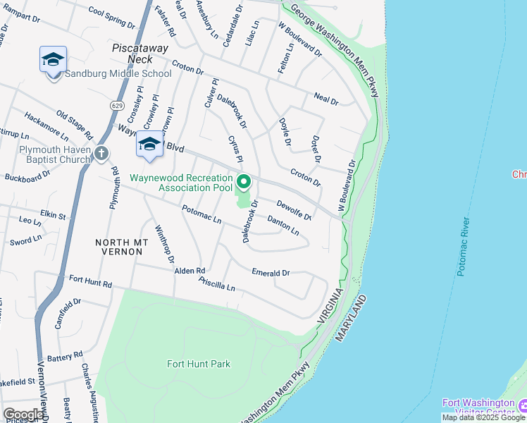 map of restaurants, bars, coffee shops, grocery stores, and more near 1008 Danton Lane in Alexandria
