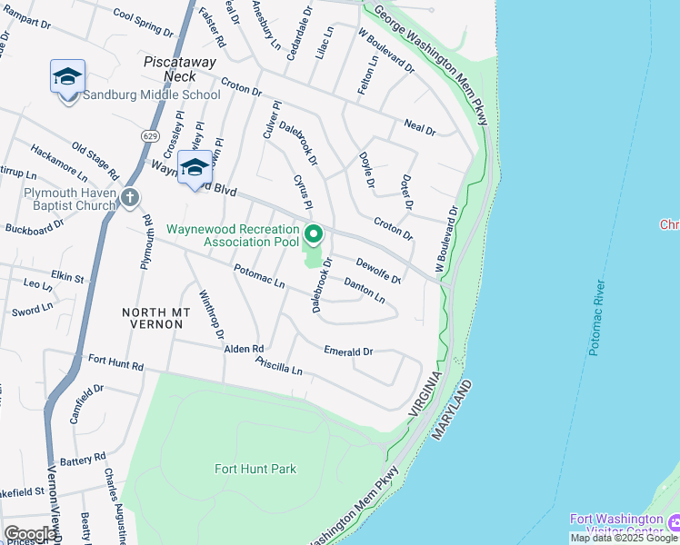 map of restaurants, bars, coffee shops, grocery stores, and more near 1008 Danton Lane in Alexandria