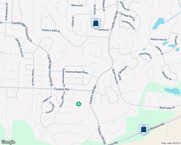 map of restaurants, bars, coffee shops, grocery stores, and more near 3823 Summerfield Parkway in Saint Charles