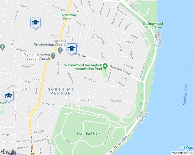 map of restaurants, bars, coffee shops, grocery stores, and more near 8615 Cyrus Place in Alexandria