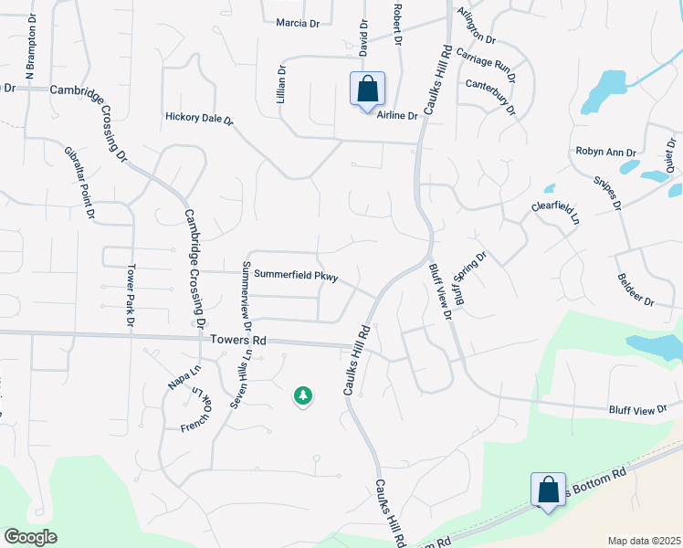 map of restaurants, bars, coffee shops, grocery stores, and more near 3823 Summerfield Parkway in Saint Charles