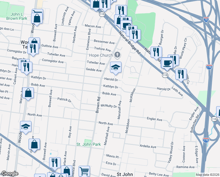 map of restaurants, bars, coffee shops, grocery stores, and more near 8836 Kathlyn Drive in Berkeley