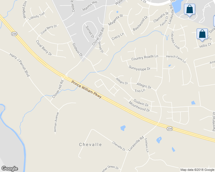 map of restaurants, bars, coffee shops, grocery stores, and more near 9754 Cheshire Ridge Circle in Manassas