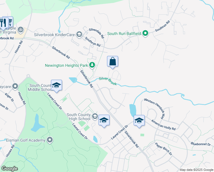 map of restaurants, bars, coffee shops, grocery stores, and more near 8500 Indian Paintbrush Way in Lorton