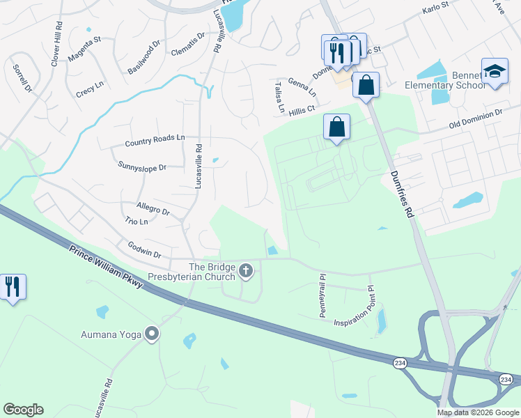 map of restaurants, bars, coffee shops, grocery stores, and more near 9316 Hersch Farm Lane in Manassas