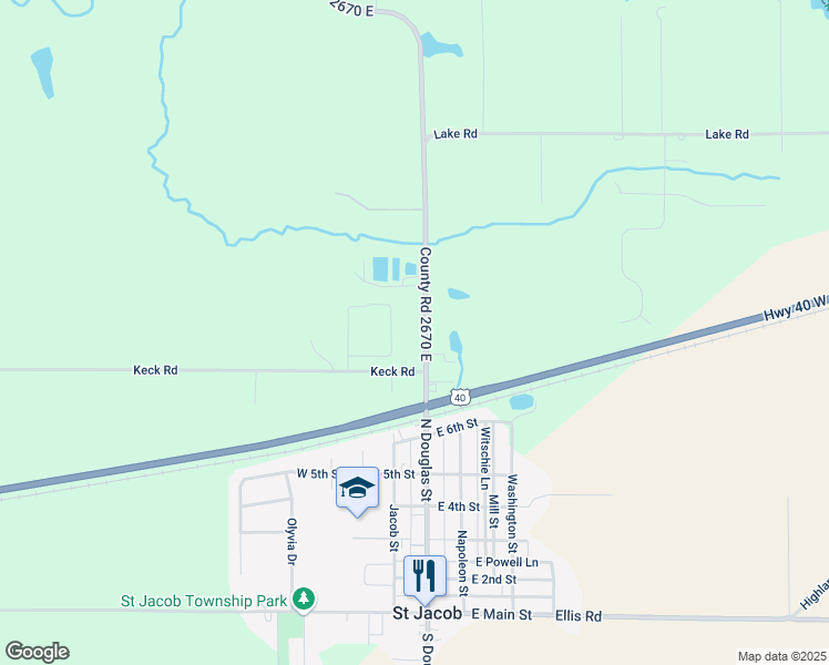 map of restaurants, bars, coffee shops, grocery stores, and more near 1825 Marine Road in Saint Jacob