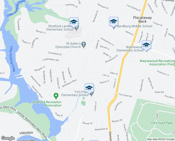 map of restaurants, bars, coffee shops, grocery stores, and more near 8707 Triumph Court in Alexandria