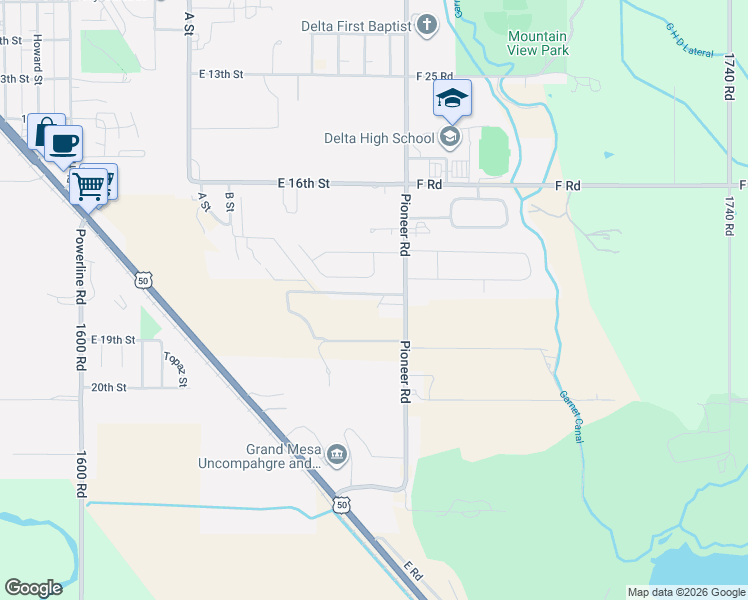 map of restaurants, bars, coffee shops, grocery stores, and more near 2083 Pioneer Road in Delta