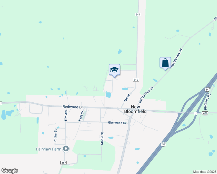 map of restaurants, bars, coffee shops, grocery stores, and more near 307 Redwood Drive in New Bloomfield