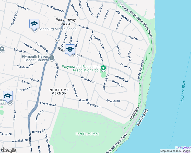 map of restaurants, bars, coffee shops, grocery stores, and more near 8613 Cyrus Place in Alexandria