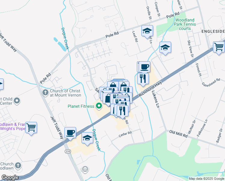 map of restaurants, bars, coffee shops, grocery stores, and more near 8626 Beekman Place in Alexandria
