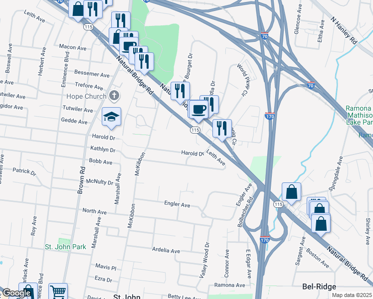 map of restaurants, bars, coffee shops, grocery stores, and more near 8601 Harold Drive in Berkeley