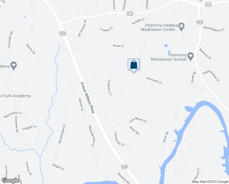 map of restaurants, bars, coffee shops, grocery stores, and more near 7002 Trappers Court in Manassas