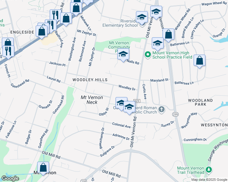 map of restaurants, bars, coffee shops, grocery stores, and more near 3825 Gibbs Street in Alexandria