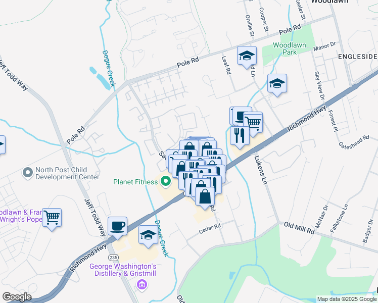 map of restaurants, bars, coffee shops, grocery stores, and more near 8618 Beekman Place in Alexandria