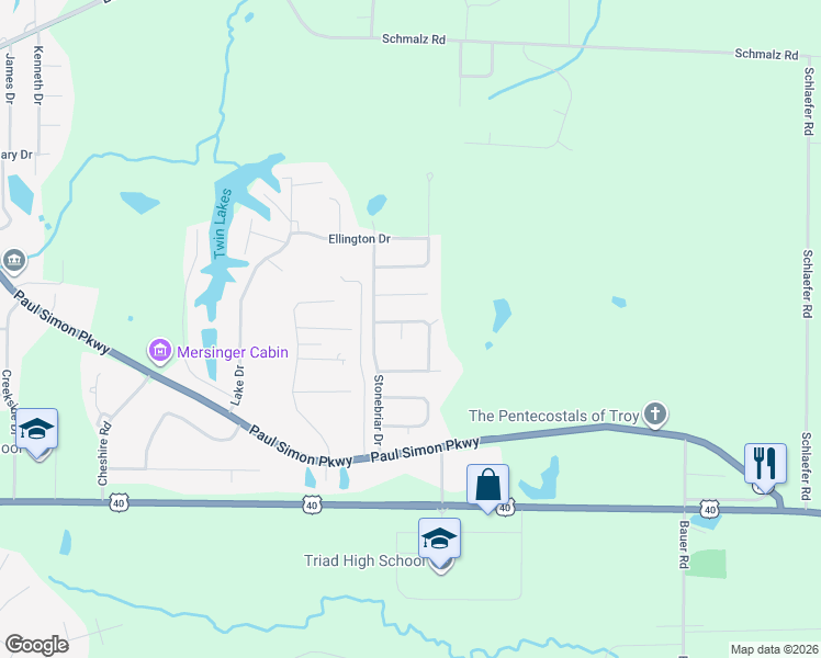map of restaurants, bars, coffee shops, grocery stores, and more near 2 Glenwood Court in Troy