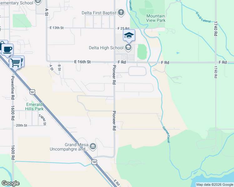 map of restaurants, bars, coffee shops, grocery stores, and more near 2085 Pioneer Road in Delta