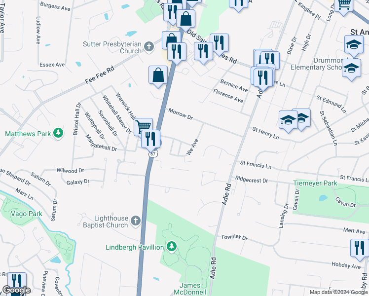 map of restaurants, bars, coffee shops, grocery stores, and more near 11200 We Avenue in Saint Ann