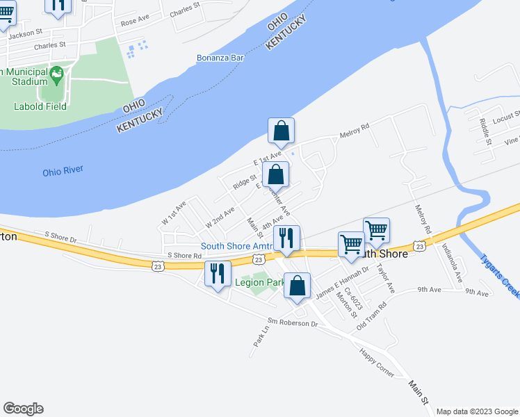 map of restaurants, bars, coffee shops, grocery stores, and more near 1499 East 3rd Avenue in South Shore