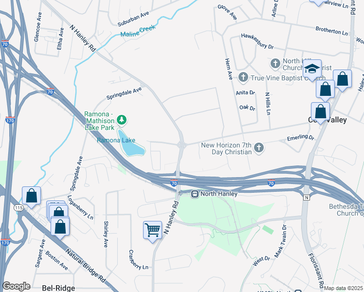 map of restaurants, bars, coffee shops, grocery stores, and more near 4600 North Hanley Road in Berkeley