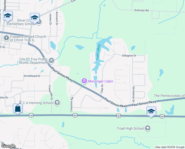 map of restaurants, bars, coffee shops, grocery stores, and more near 82 Lake Drive in Troy