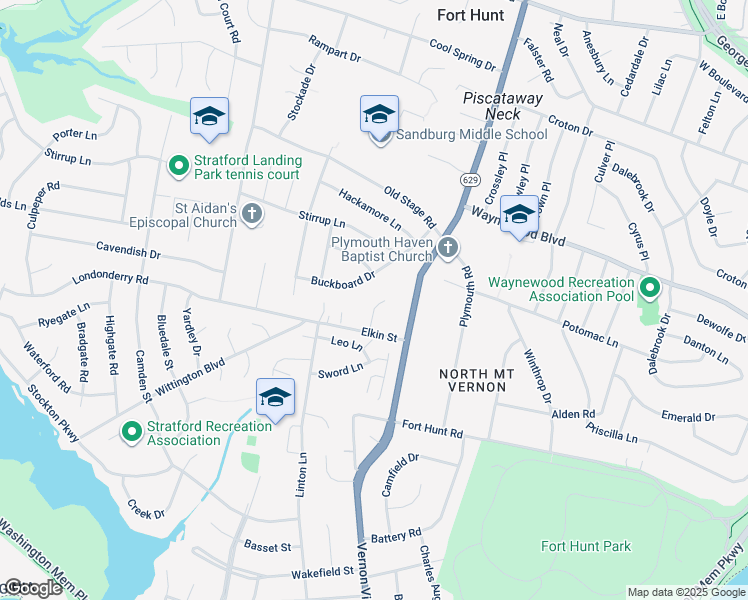 map of restaurants, bars, coffee shops, grocery stores, and more near 8604 Pilgrim Court in Alexandria