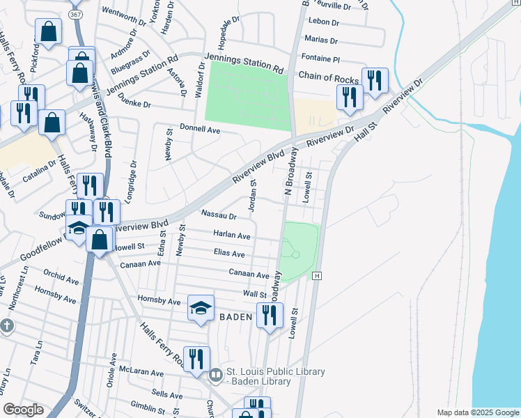map of restaurants, bars, coffee shops, grocery stores, and more near 834 Gustav Avenue in St. Louis