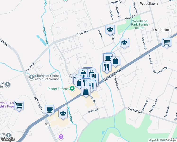 map of restaurants, bars, coffee shops, grocery stores, and more near 8633 Beekman Place in Alexandria