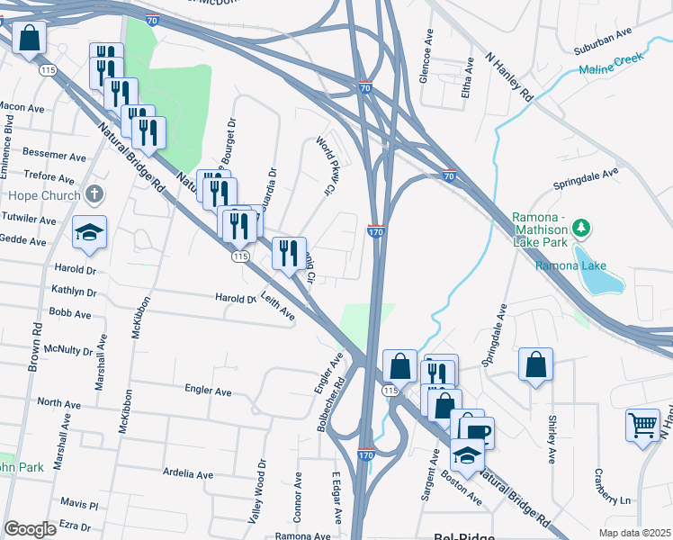 map of restaurants, bars, coffee shops, grocery stores, and more near 9339 Kingbolt Circle Drive in Berkeley