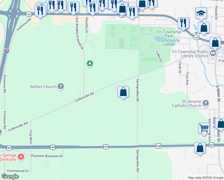 map of restaurants, bars, coffee shops, grocery stores, and more near 9 Parklane Drive in Troy