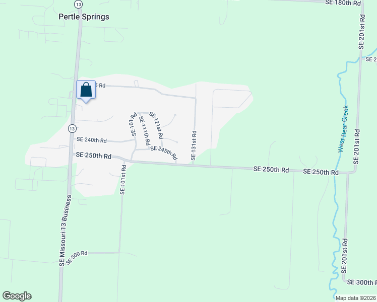 map of restaurants, bars, coffee shops, grocery stores, and more near 244 Southeast 131st Road in Warrensburg