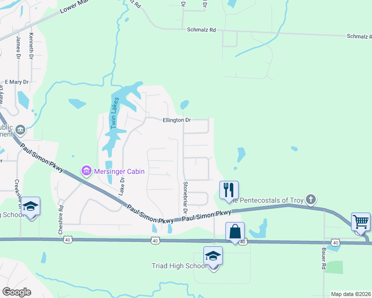 map of restaurants, bars, coffee shops, grocery stores, and more near 100 Norwood Court in Troy