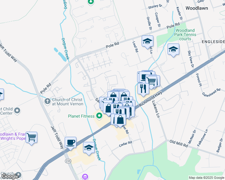map of restaurants, bars, coffee shops, grocery stores, and more near 8617 Beekman Place in Alexandria