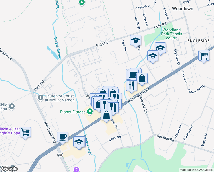 map of restaurants, bars, coffee shops, grocery stores, and more near 8605 Beekman Place in Alexandria