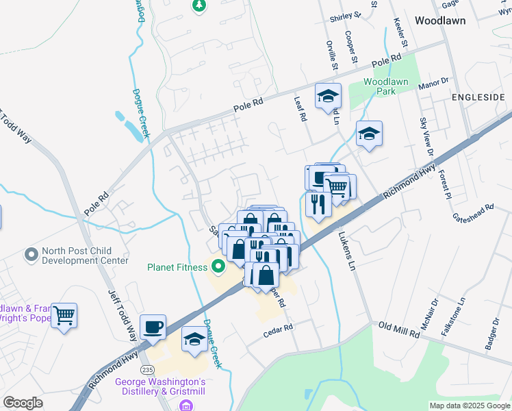 map of restaurants, bars, coffee shops, grocery stores, and more near 8609 Beekman Place in Alexandria