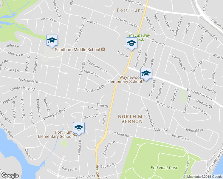 map of restaurants, bars, coffee shops, grocery stores, and more near 8612 Fort Hunt Rd in Alexandria