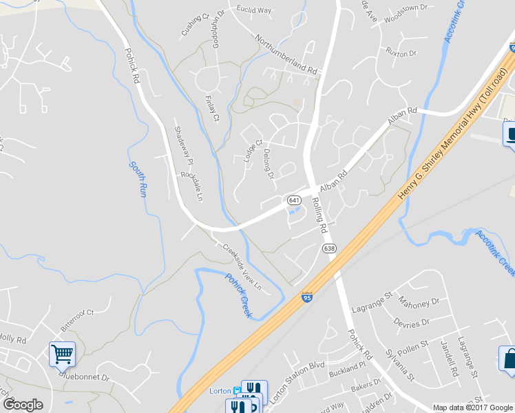 map of restaurants, bars, coffee shops, grocery stores, and more near 7726 Shadowcreek Terrace in Springfield