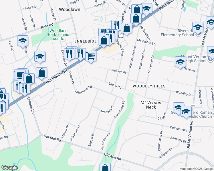 map of restaurants, bars, coffee shops, grocery stores, and more near in Fairfax County