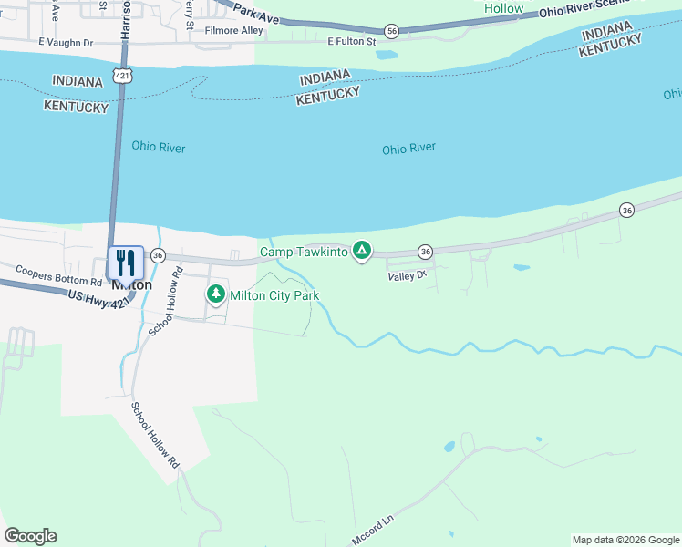 map of restaurants, bars, coffee shops, grocery stores, and more near 32 Riverside Drive in Milton
