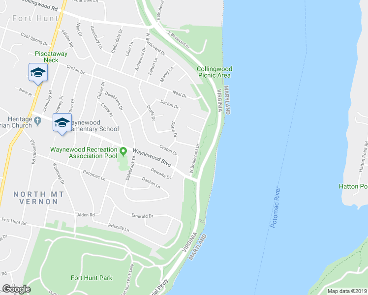 map of restaurants, bars, coffee shops, grocery stores, and more near 825 Empress Court in Alexandria
