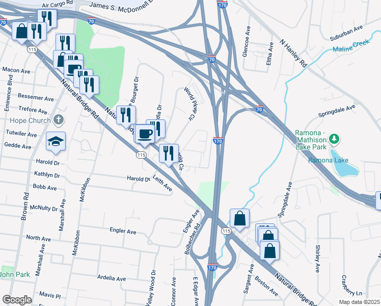 map of restaurants, bars, coffee shops, grocery stores, and more near 9339 Kingbolt Circle Drive in Berkeley